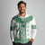Ukraine Long Sleeve Polo Shirt Traditional Braided Rope Belt Green Folk Pattern
