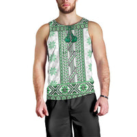 Ukraine Men Tank Top Traditional Braided Rope Belt Green Folk Pattern
