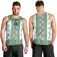 Ukraine Men Tank Top Traditional Braided Rope Belt Green Folk Pattern