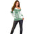 Ukraine Off Shoulder Sweater Traditional Braided Rope Belt Green Folk Pattern