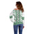 Ukraine Off Shoulder Sweater Traditional Braided Rope Belt Green Folk Pattern