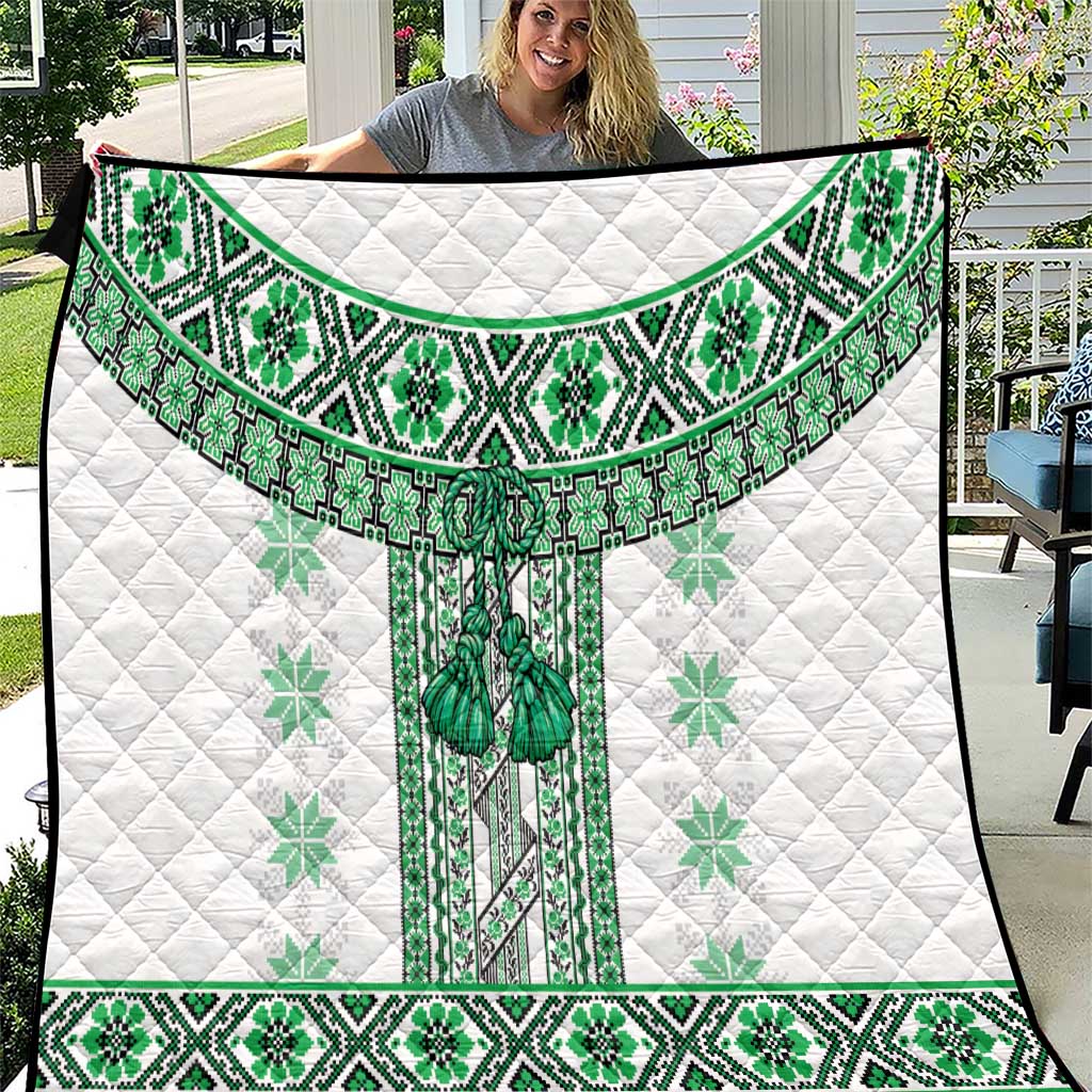 Ukraine Quilt Traditional Braided Rope Belt Green Folk Pattern