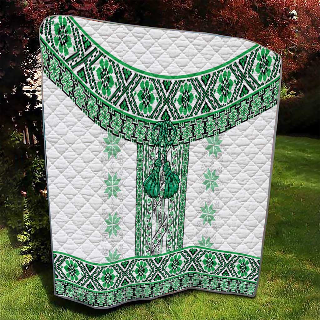 Ukraine Quilt Traditional Braided Rope Belt Green Folk Pattern