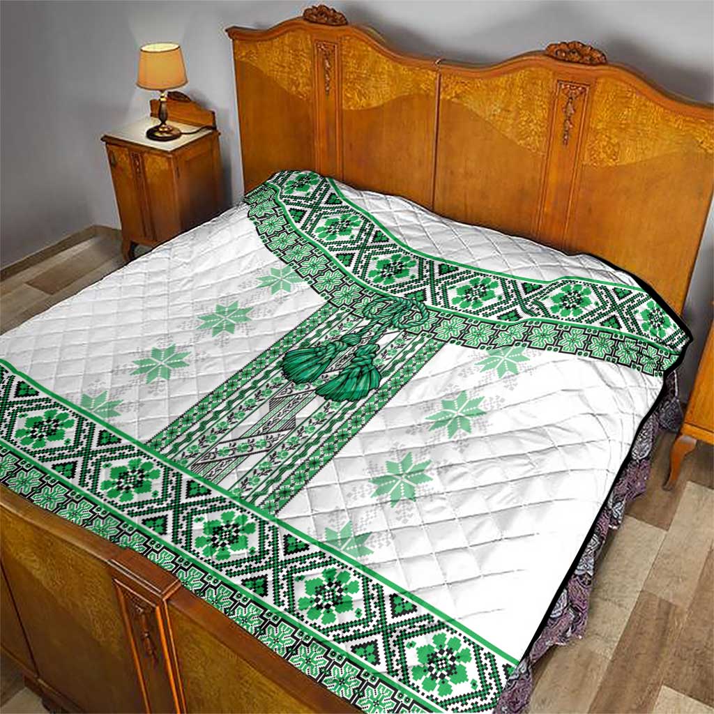 Ukraine Quilt Traditional Braided Rope Belt Green Folk Pattern