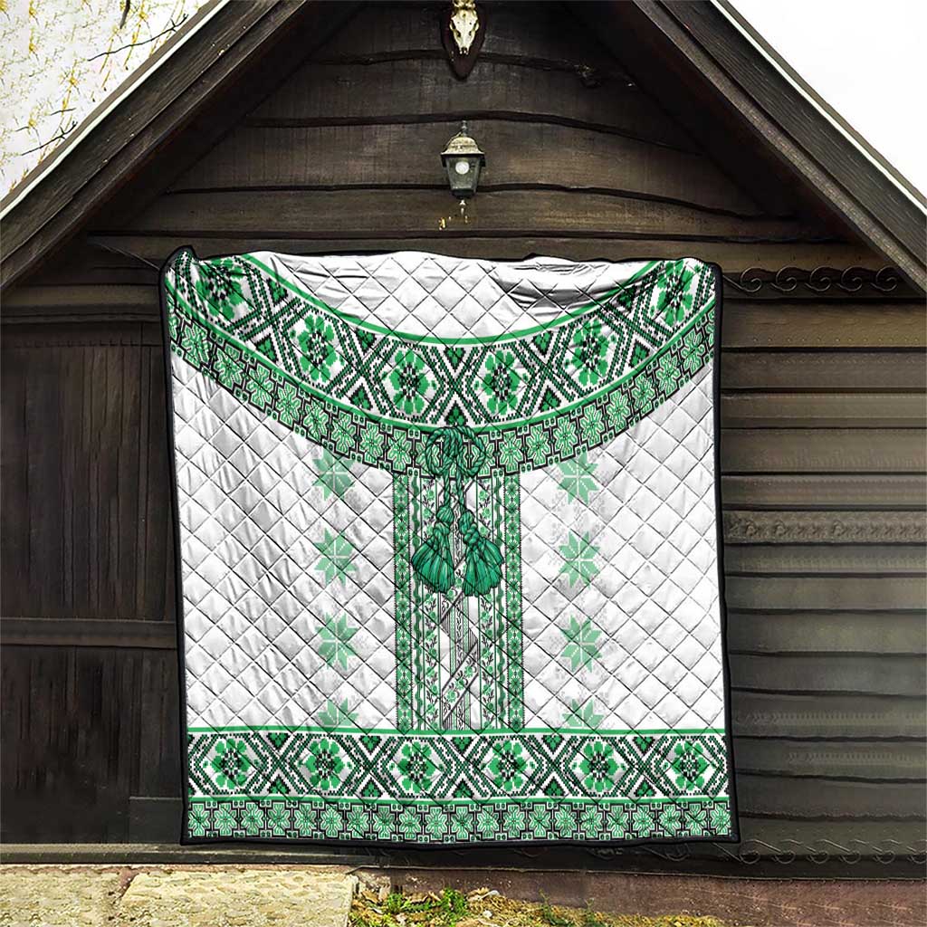 Ukraine Quilt Traditional Braided Rope Belt Green Folk Pattern