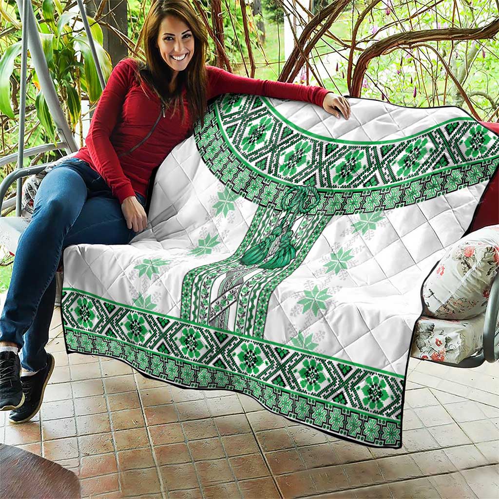 Ukraine Quilt Traditional Braided Rope Belt Green Folk Pattern