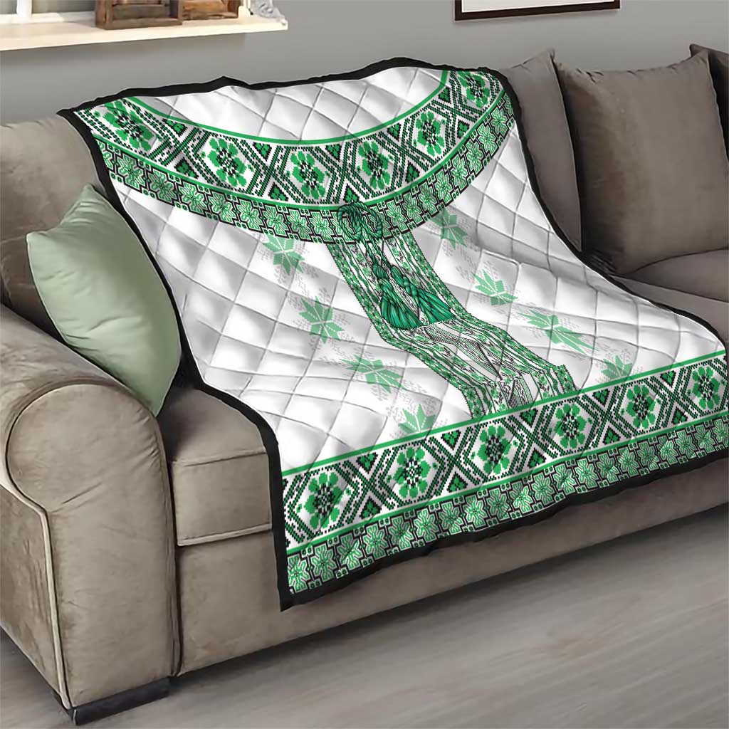 Ukraine Quilt Traditional Braided Rope Belt Green Folk Pattern