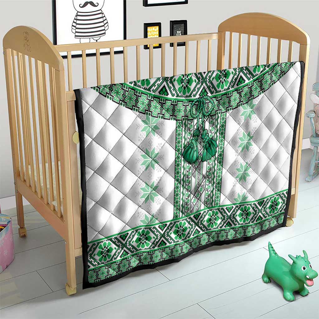 Ukraine Quilt Traditional Braided Rope Belt Green Folk Pattern