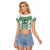 Ukraine Raglan Cropped T Shirt Traditional Braided Rope Belt Green Folk Pattern