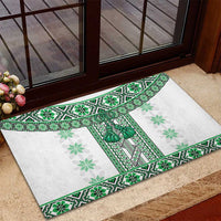 Ukraine Rubber Doormat Traditional Braided Rope Belt Green Folk Pattern