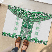 Ukraine Rubber Doormat Traditional Braided Rope Belt Green Folk Pattern