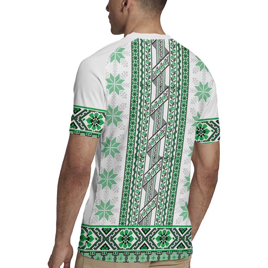 Ukraine Rugby Jersey Traditional Braided Rope Belt Green Folk Pattern