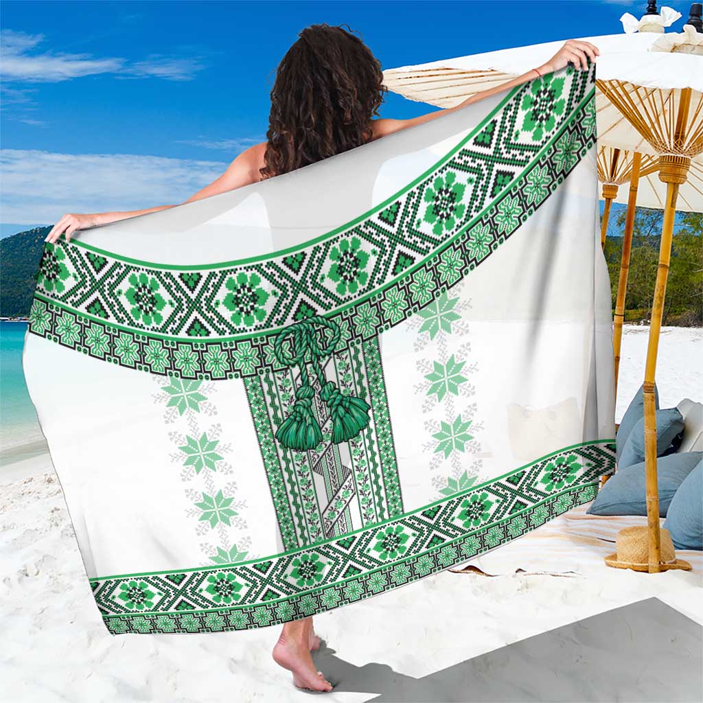 Ukraine Sarong Traditional Braided Rope Belt Green Folk Pattern