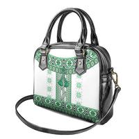 Ukraine Shoulder Handbag Traditional Braided Rope Belt Green Folk Pattern