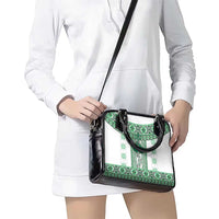 Ukraine Shoulder Handbag Traditional Braided Rope Belt Green Folk Pattern