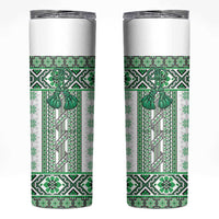 Ukraine Skinny Tumbler Traditional Braided Rope Belt Green Folk Pattern