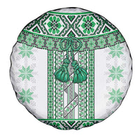 Ukraine Spare Tire Cover Traditional Braided Rope Belt Green Folk Pattern