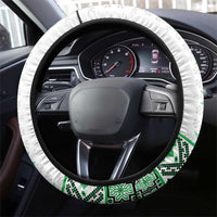 Ukraine Steering Wheel Cover Traditional Braided Rope Belt Green Folk Pattern