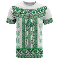 Ukraine T Shirt Traditional Braided Rope Belt Green Folk Pattern