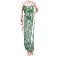Ukraine Tank Maxi Dress Traditional Braided Rope Belt Green Folk Pattern