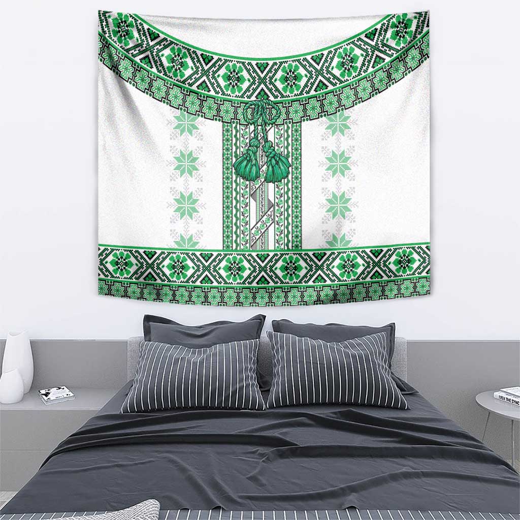 Ukraine Tapestry Traditional Braided Rope Belt Green Folk Pattern