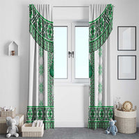 Ukraine Window Curtain Traditional Braided Rope Belt Green Folk Pattern