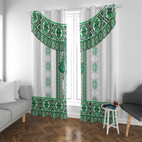 Ukraine Window Curtain Traditional Braided Rope Belt Green Folk Pattern