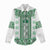Ukraine Women Casual Shirt Traditional Braided Rope Belt Green Folk Pattern