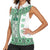 Ukraine Women Sleeveless Polo Shirt Traditional Braided Rope Belt Green Folk Pattern