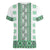 Ukraine Women V-Neck T-Shirt Traditional Braided Rope Belt Green Folk Pattern