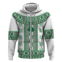 Ukraine Zip Hoodie Traditional Braided Rope Belt Green Folk Pattern