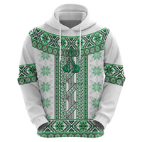 Ukraine Zip Hoodie Traditional Braided Rope Belt Green Folk Pattern