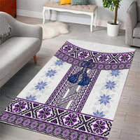 Ukraine Area Rug Traditional Braided Rope Belt Purple Folk Pattern