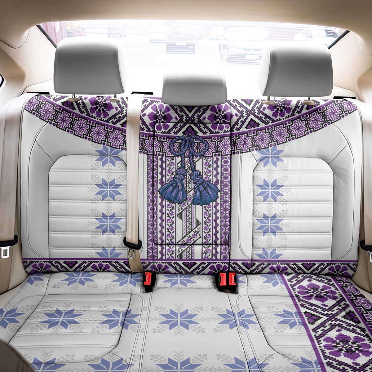 Ukraine Back Car Seat Cover Traditional Braided Rope Belt Purple Folk Pattern