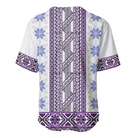 Ukraine Baseball Jersey Traditional Braided Rope Belt Purple Folk Pattern