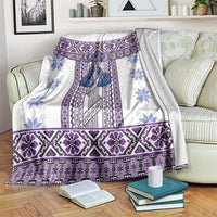 Ukraine Blanket Traditional Braided Rope Belt Purple Folk Pattern