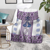 Ukraine Blanket Traditional Braided Rope Belt Purple Folk Pattern