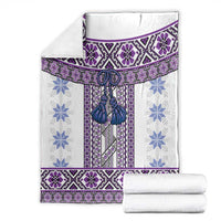 Ukraine Blanket Traditional Braided Rope Belt Purple Folk Pattern