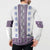 Ukraine Button Sweatshirt Traditional Braided Rope Belt Purple Folk Pattern
