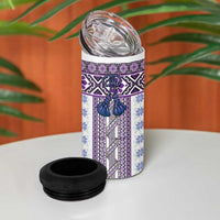 Ukraine 4 in 1 Can Cooler Tumbler Traditional Braided Rope Belt Purple Folk Pattern