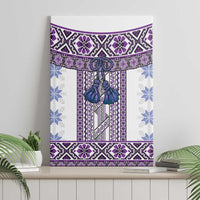 Ukraine Canvas Wall Art Traditional Braided Rope Belt Purple Folk Pattern