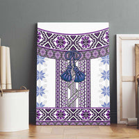 Ukraine Canvas Wall Art Traditional Braided Rope Belt Purple Folk Pattern