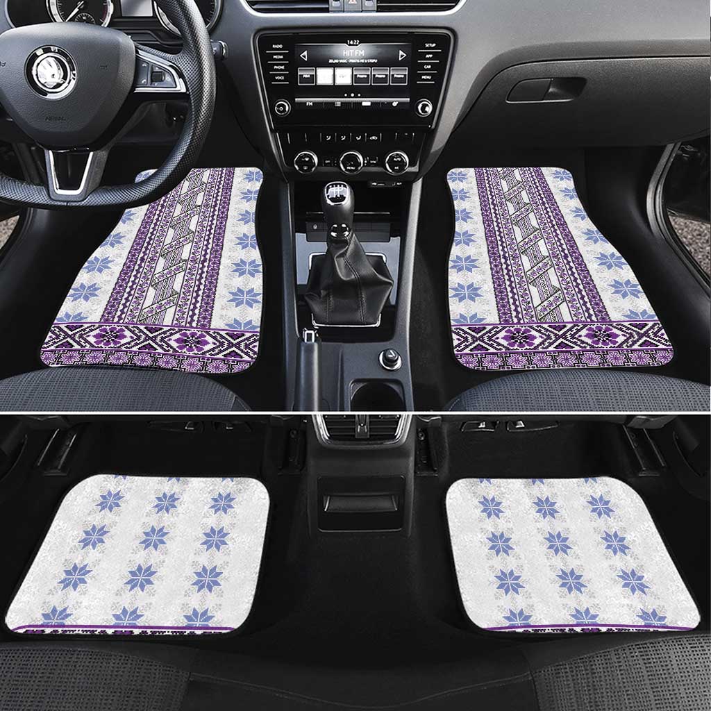 Ukraine Car Mats Traditional Braided Rope Belt Purple Folk Pattern