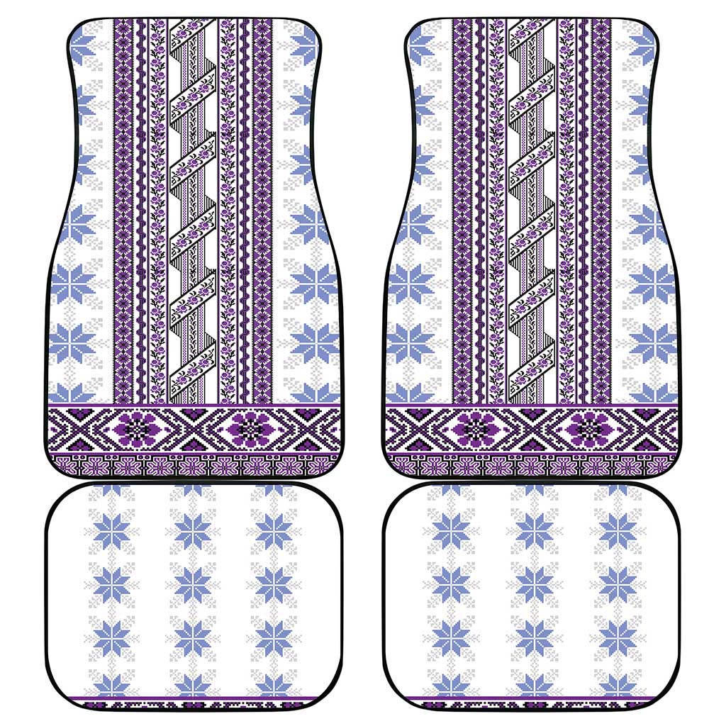 Ukraine Car Mats Traditional Braided Rope Belt Purple Folk Pattern