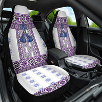 Ukraine Car Seat Cover Traditional Braided Rope Belt Purple Folk Pattern