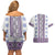 Ukraine Couples Matching Off Shoulder Short Dress and Hawaiian Shirt Traditional Braided Rope Belt Purple Folk Pattern