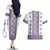 Ukraine Couples Matching Off The Shoulder Long Sleeve Dress and Hawaiian Shirt Traditional Braided Rope Belt Purple Folk Pattern