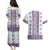 Ukraine Couples Matching Puletasi and Hawaiian Shirt Traditional Braided Rope Belt Purple Folk Pattern