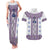 Ukraine Couples Matching Tank Maxi Dress and Hawaiian Shirt Traditional Braided Rope Belt Purple Folk Pattern