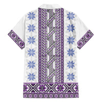 Ukraine Family Matching Long Sleeve Bodycon Dress and Hawaiian Shirt Traditional Braided Rope Belt Purple Folk Pattern